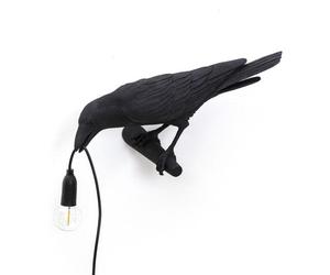 Bird Looking Left Wall Wall Lamp Black