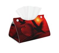 Bird Love Heart Art High-grade Faux Leather Tissue Box Cover