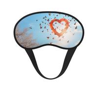 Bird Love Heart Art Print Black Out Eye Mask for Sleeping Airplane, Sleep Mask Polyester for Home and Travel