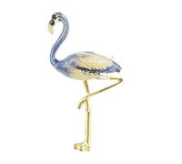 Bird Lover Wildlife Enamel Pink Flamingo Standing Leg Evening Wedding Brooch Lapel Pin (Blue Cream)