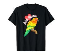 Bird Mama | Sun Conure Parrot Owner Watercolor Value Graphic T-Shirt, Men, Black, M