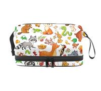 Bird Mammal Double Layer Cosmetic Bag for Women and Girls, Travel Toiletry Bag Makeup Handy Pouch Organiser Bag with Brush Compartment