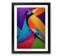 Bird Marbling Framed Print | A2 Black Framed Wall Art | Ready to Hang | Modern Nature Picture | Living Room Bedroom Lounge Office