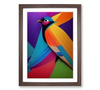 Bird Marbling Framed Print | A2 Walnut Framed Wall Art | Ready to Hang | Modern Nature Picture | Living Room Bedroom Lounge Office