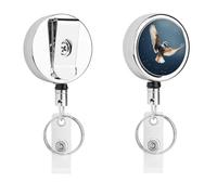 Bird Migration Badge Holder with Retractable Reel, Stainless Steel Badge Clip, Heavy Duty ID Card Holder for Work, Nurse, Teacher & Security