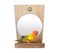 Bird Mirror - Bird Mirror Holder, for Cage | Interactive Wooden Accessories Peach Plum Love Bird Macaw Finch Grey African Canary Compatible, Exercise