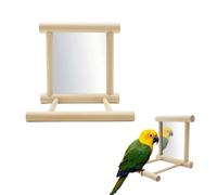 Bird Mirror,Budgie Mirror for Cage,Bird Stand Perch with Mirror,Parrot Toy Birdcage Perches Mirror Chew,Cage Wood Toy for Budgerigar, Parakeet (2 PCS)