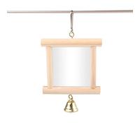 Bird Mirror - Chew Resistant Parrot Toy Hanging Enrichment | Mirror with Bell for Cockatiels, Turtle Doves, Canaries, Parakeets, Small to Large Ornamental Birds, Interactive Cage