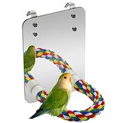 Bird Mirror Perches Rope for Cage Parrot/Budgies/Small Birds/Cockatiels/Parakeet Colorful Stand Toy