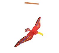 Bird Mobile Wood Carved Hand Painting Wooden Hanging Horn Bill Porch Decor Red 3