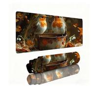 Bird Mouse Mat Orange Color Mouse Pad Desk Mat 700x300x3mm, Table Mats, Soft Smooth Surface and Anti-Slip Rubber Base, Improved Precision and Speed, Desk Accessories for Men PC, Laptop, Office 0B-929