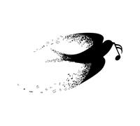 Bird Music Notes Symbol Musical Notes Melody in Bird Shape Fine Carving Stickers 34x59.1cm Multiple Size Options Black