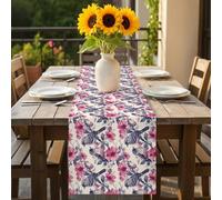 Bird Nature Table Runner 13x72 inch Vintage Plant Tree Branches Birds Flowers Cotton Linen Dining Table Runner Ideal for Dresser Kitchen Coffee Tables - Machine Washable