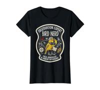 Bird Nerd Observation Expert Field Journalist Vintage Patch Value Graphic T-Shirt, Women, Black, L