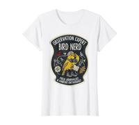 Bird Nerd Observation Expert Field Journalist Vintage Patch Value Graphic T-Shirt, Women, White, S