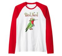 Bird Nerd Ruby Throated Hummingbird Bird Watching Birding Raglan Baseball Tee
