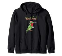 Bird Nerd Ruby Throated Hummingbird Bird Watching Birding Zip Hoodie