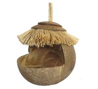 Bird Nest,Bird House, G-Shaped Coconut Shell Bird's Nest Hemp Rope Can Be Hung in The Garden Branch Cage(Style1)