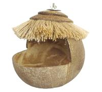 Bird Nest,Bird House, G-Shaped Coconut Shell Bird's Nest Hemp Rope Can Be Hung in The Garden Branch Cage(Yellow Golden)