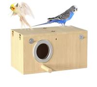 Bird Nest Breeding Box Cage Wood House, Hinged Lid, Perching Ledge - for Sugar Glider, Squirrel, Rat, Finch, Parakeet, Lovebird, Parrotlet, Lovebird, Canary, Cockatiel, Other Birds & Small Pets