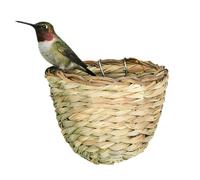 Bird Nest Breeding House - Reed Handmade 14x11x7cm Hook Design | Canary Parakeet Nesting Cave With Hanging Hook, Sleeping Use, Breeding Use | Finch Cockatiel Parrot Cage Nest