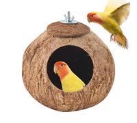 Bird Nest - Coco Nut Hide | Natural Coco Nut Shell Bird Nest House Bed For Pet Parrot | Coco Shell Nesting House For Birds Cage | Lovebirds Habitat Decor Indoor Outdoor Pet Breeding Hut For Gen
