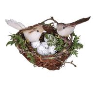 Bird Nest Decor, 5.9 Inch Rattan Bird Houses with 2 Birds and 5 Eggs for Garden Yard Home Easter Decor, Nests for Crafts
