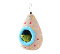 Bird Nest for Cage Warm Winter Plush Egg Shaped Hiding Resting Hammock | Conure Parrot Nest for Parakeet Conure Cockatoo Finch Lovebird Sparrow Parrot Blue Trim