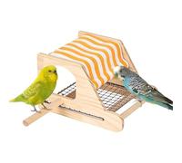 Bird Nest for the Bird Cage - Wooden Hut - with a Stainless Steel Mesh Base and a Canary Nest, for the Breeding and Sleeping of Conures, Lovebirds, Cockatiels, Parakeets and