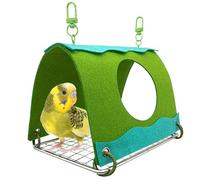 Bird Nest House,304 Stainless Steel Mesh Base Bird Toys Swing Bed with Removable Corner Clips & Dual 360° Rotating Hooks for Hamsters Guinea Pigs Rabbits Parrots