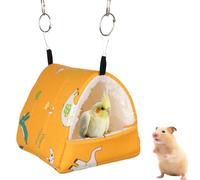Bird Nest House, Winter Warm Hamster Hammock Plush Bird Bed Parrot Sleeping Hut Hideaway Tent Cage Accessories for Parakeet Cockatiel Lovebird Budgie Conures Ferret Hedgehog Chinchilla (Yellow, L)