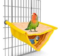 Bird Nest Parrot Hammock Bunk Winter Warm Bird Hanging Bed Washable Soft Plush Parrot Cage Sleeping Bed Small Pets Tent Nest House for Cockatoo Macaw Parakeet (Large, Yellow)