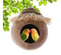 Bird Nest | Shell Bird Nest | Coconut Bird Cage with Woven Cover | Bird Nest for Hamsters, Squirrels, LoveBird, Finches Pigeon Cage Racbils Mice Cage Seed Feeder Toy Nesting B