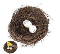 Bird Nest, Simulate Rattan Woven Birds Nest, Natrual Realistic 4 Inch Bird Nests with 2 Eggs for Garden Yard Home Party Easter Decor, Decor