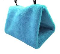 Bird nest, Triangle Shape Cage House Hanging Nest Bed Hammock Warm Pet Plush Foldable Safety Supplies Pink L(Blue,S)