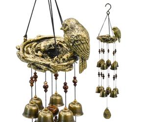 Bird Nest Wind Chime, Bird WindChimes with 12 Bells for Glory Mothers | MrMrKura Decorative Wind Chime for Outside, Bird Bells Chimes, Metal Hanging Bells for Gift Outdoor Garden Home Decor