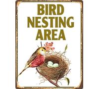 Bird Nesting Area Outdoor Metal Sign, Wildlife Sanctuary Aluminu Sign for Garden, Lawn Decoration for Front Door, Birds Lover Gift, 30x40 CM Metal Plaque Indoor Outdoor Decor