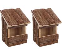Bird nesting box - Flamingo Inclino - FSC-Certified Pinewood, Weather-Resistant, Wooden, Ideal for Birds, Perfect for Outdoor Spaces (Pack of 2)