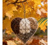 Bird Nesting Holder, Handmade Fiber Bird Nesting, Heart Shape Hummingbird Nestings, Refillable Birds Nestings Hangable Holder, 20x20cm, For Parakeet Hummingbird Cockatiel Canary Finch Winter Garden