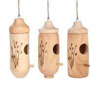 Bird Nesting House, Collision Bird Nest - 3X Garden Wooden Hummingbird Hatching Dropper, Bird Restoration Breeding House for Garden, Yard, Balcony,