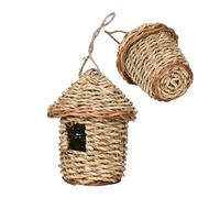 Bird Nesting House - Handwoven Straw Hut | Natural Reed Cage 16cm Height, 8cm Base, 12.7cm Top, 4cm Entry, 70g for Branches Vines Fences Balconies Ledges Bird Hatching