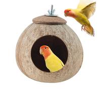 Bird Nesting House - Natural Coco Shell Bird Hut, Hanging Pet Shelter, Effortless Eco Breeding Nest | Handmade Garden Balcony Cage Decor for Lovebirds Gentoo Parrots Indoor Outdoor Resting Habitat