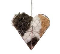 Bird Nesting Material Heart - Elegant Hanging Holder | Backyard Birdwatching with Cotton Filling, Garden Courtyard with Patio Decor, Iron Frame Nesting Supply for Homeowners, Park Use
