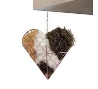 Bird Nesting Material Holder, Elegant Metal Ornament, 7.87x7.09x1.18 Inch Wild Birds Supply with Hanging Frame, Outdoor Decor with Nature Theme, Garden Accessory, Handy Fixture for Patio Backyard Park