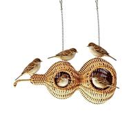 Bird Nests Gourd Shape Woven Parrot Toy with Hooks and Mats