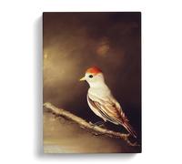 Bird No.3 Brown, Brown, Peach Canvas Print | Gallery Wrapped 30mm Frame Wall Art | 30x20 inches | Ready to Hang | Retro Animals Picture | Living Room Bedroom Lounge Office