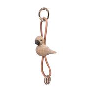 Bird oak golden coloured metal keyring pendant with natural leather Kay Bojesen