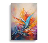 Bird of Paradise Action Painting Canvas Print | Gallery Wrapped 30mm Frame Wall Art | 30x20 inches | Ready to Hang | Modern Animals Picture | Living Room Bedroom Lounge Office