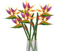 Bird of Paradise Artificial Plant 6Pcs Rubber Strelitzia Artificial Flowers Bouquet Tropical Flowers for Home Garden Office Wedding Party Decor (Yellow)