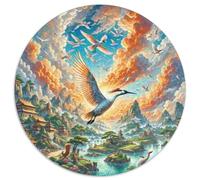 Bird of Paradise Dancing 1000 Pieces Jigsaw Puzzle 12 Years And Up Art Round Jigsaw Puzzles Difficult Challenge for Adults Family Game Stress Reliever Expert Skill Level 1000pcs (67.5x67.5cm)